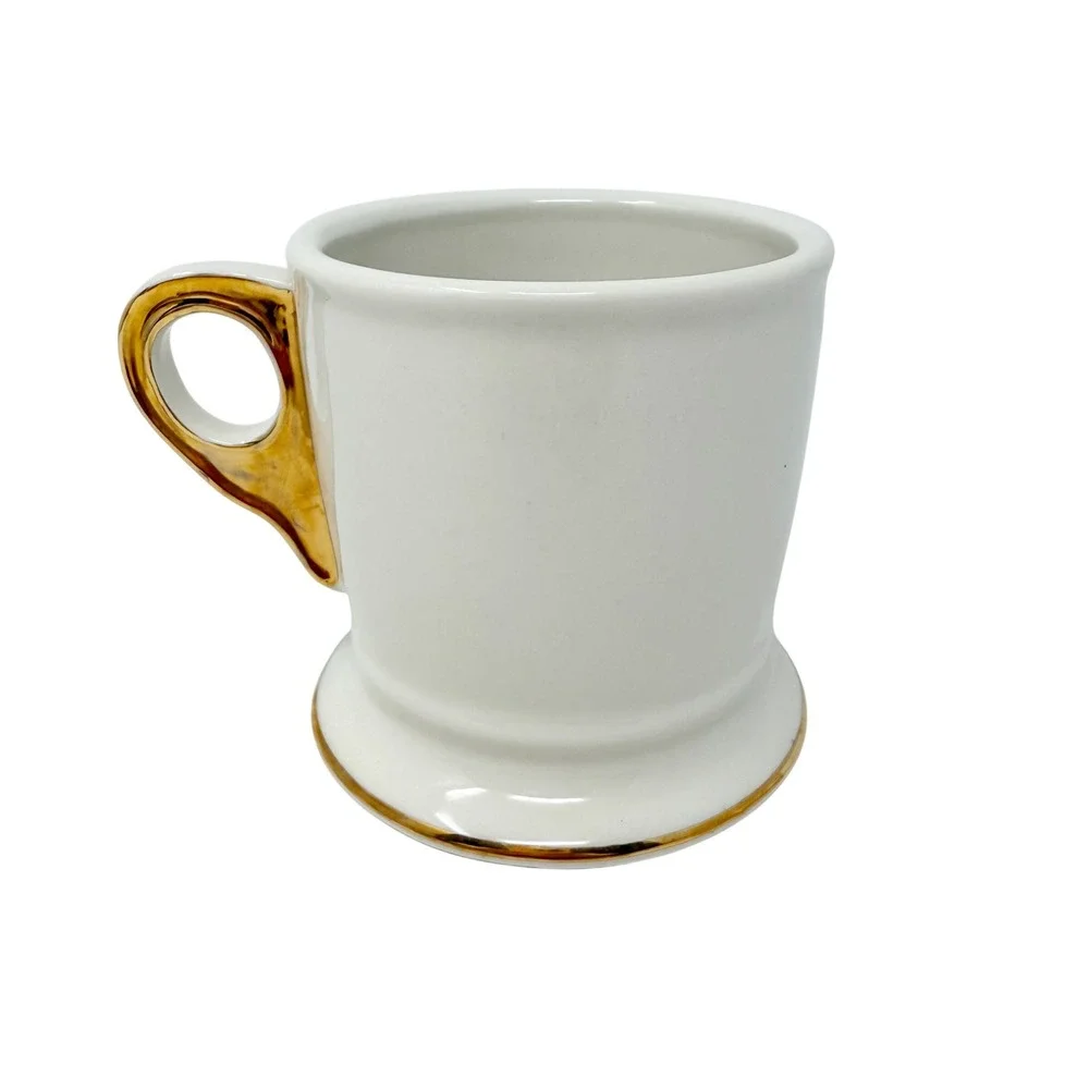 Anthropologie Monogram Letter R Ceramic Gold Mug Shaving Style‎